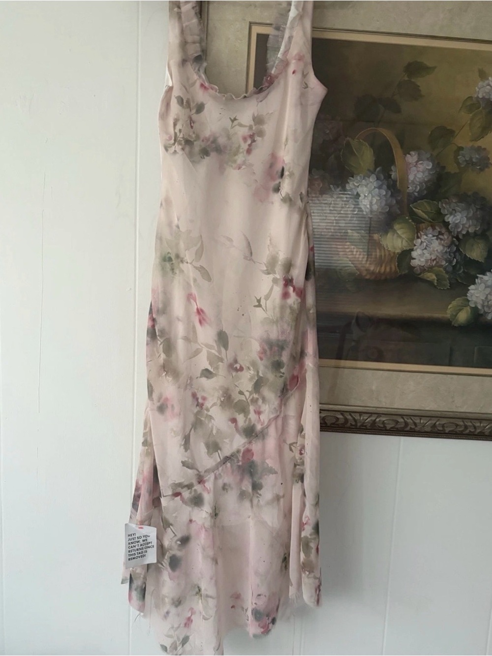 ASOS Pale Blush Floral Asymmetrical Slip Dress